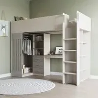 Jamaica Wooden Children Sleeper Bed with 3 Drawers - White Grey