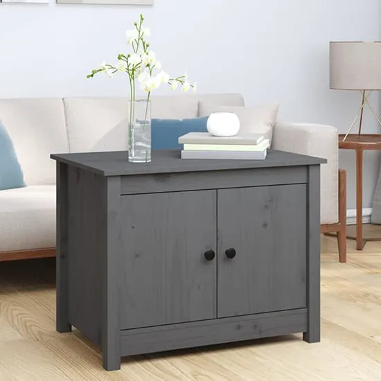 Janie Coffee Table with 2 Doors - Grey, Pine Wood