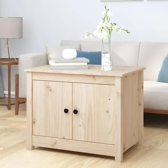 Janie Coffee Table with 2 Doors - Natural, Pine Wood image