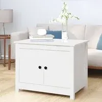 Janie Coffee Table with 2 Doors - White, Pine Wood