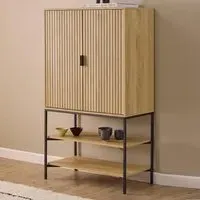 Japar 2-Door Storage Cabinet with Shelves - Oak, Black