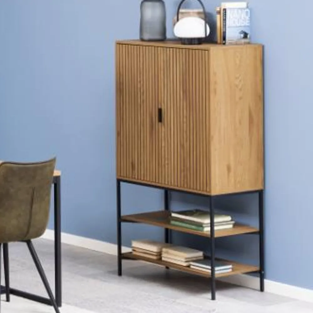 Japar 2-Door Storage Cabinet with Shelves - Wild Oak