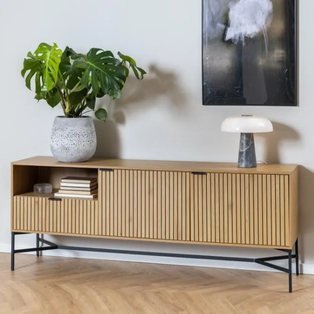 Japar Wooden Sideboard with 2 Doors 1 Drawer - Wild Oak image