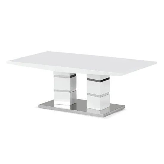 Jasna High Gloss Coffee Table with Steel Base - White image