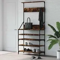 Jasper Clothes Rack with Shoe Storage - Smoked Oak