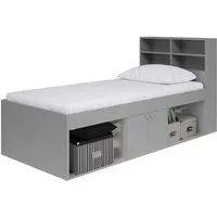 Jasper Single Bed Frame with Storage - Grey, Wood alternate view