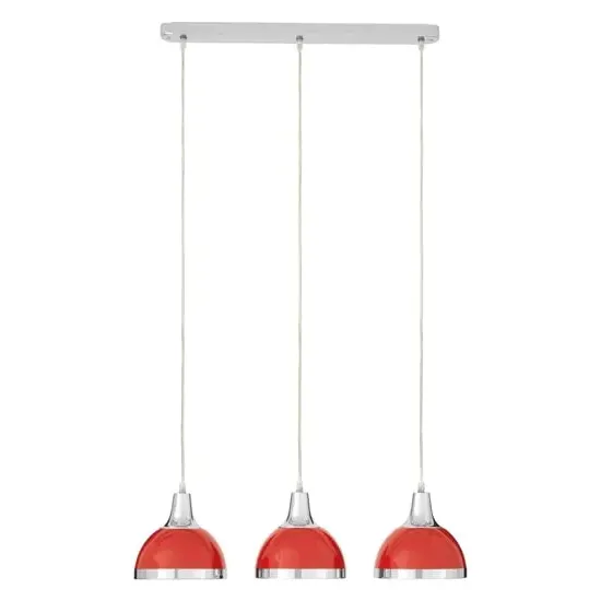 Jaspro 3-Shade Pendant Light - Red & Chrome, Metal product