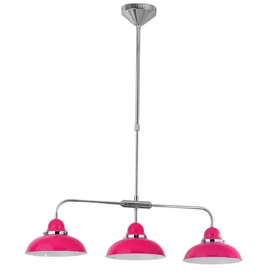 Jaspro 3 Steel Shades Pendant Light - Pink, Stainless Steel