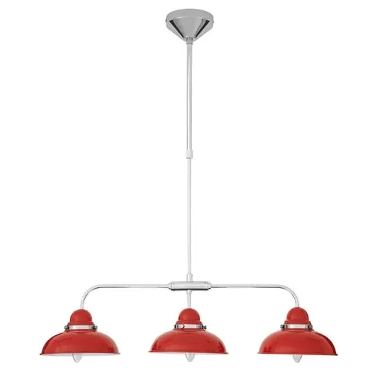 Jaspro 3 Steel Shades Pendant Light - Red, Stainless Steel
