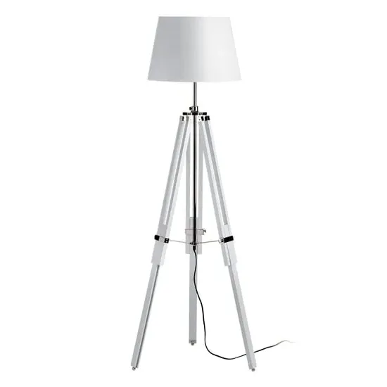 Jaspro Floor Lamp with Tripod Base - White, Wood