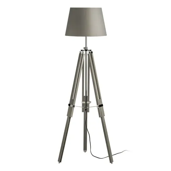 Jaspro Floor Lamp with Wooden Tripod Base - Grey