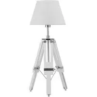 Jaspro Table Lamp with Tripod Base - White, Wood