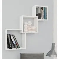 Javana Cube Wall Shelf - White, Engineered Wood