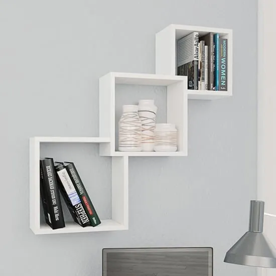 Javana Cube Wall Shelf - White, Engineered Wood