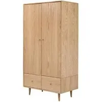 Javion 2-Door Wardrobe with Drawers - Natural Oak