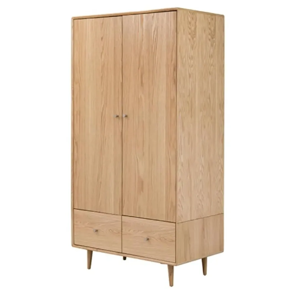 Javion 2-Door Wardrobe with Drawers - Natural Oak image