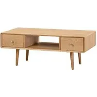 Javion Coffee Table with 2 Drawers - Natural, Oak