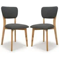Javion Oak Dining Chairs with Fabric Seat - Grey, Oak