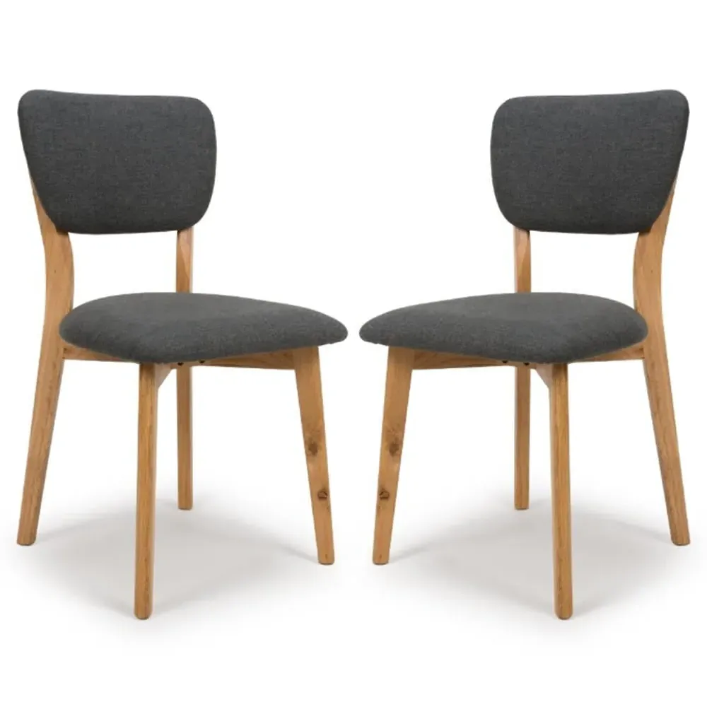Javion Oak Dining Chairs with Fabric Seat - Grey, Oak image
