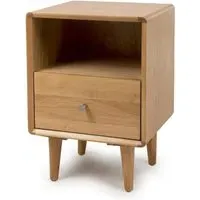 Javion Wooden Bedside Cabinet with Drawer - Natural Oak