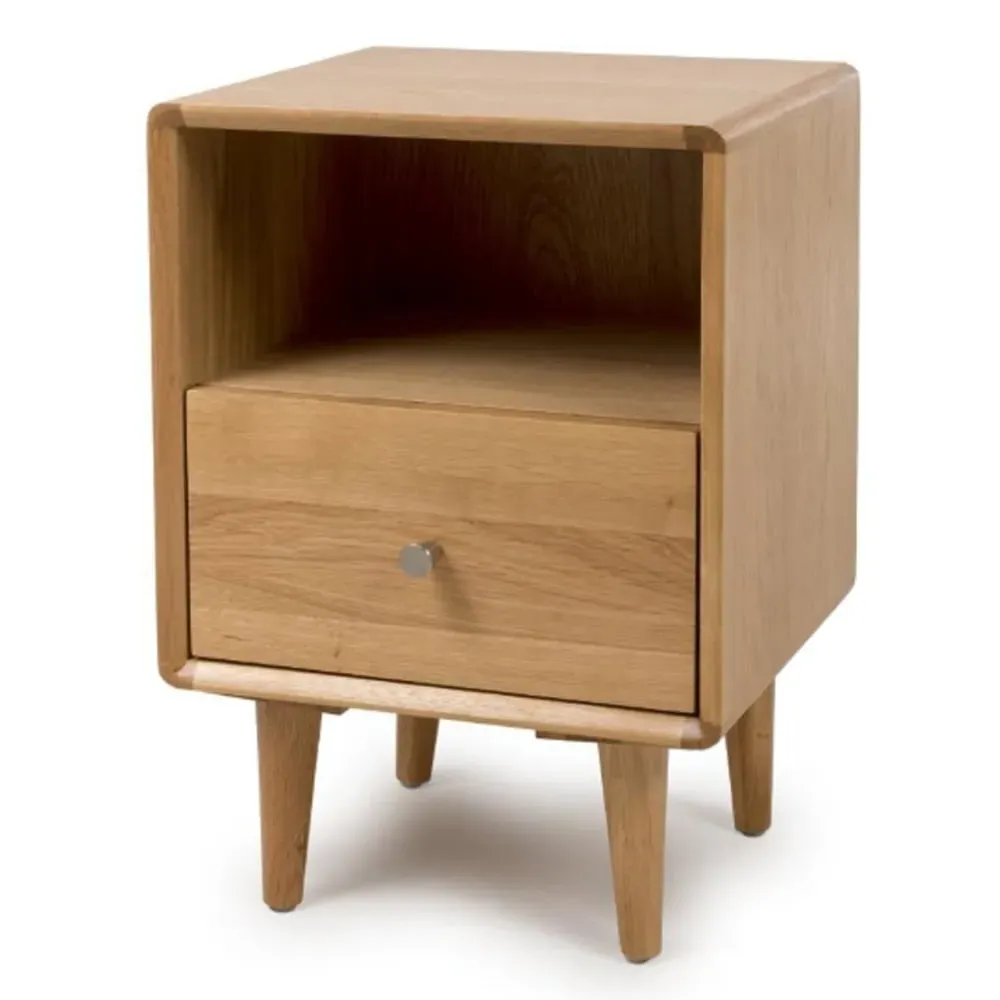 Javion Wooden Bedside Cabinet with Drawer - Natural Oak image