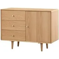 Javion Wooden Sideboard with 1 Door 3 Drawers - Natural Oak