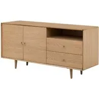 Javion Wooden Sideboard with 2 Doors 2 Drawers - Natural Oak