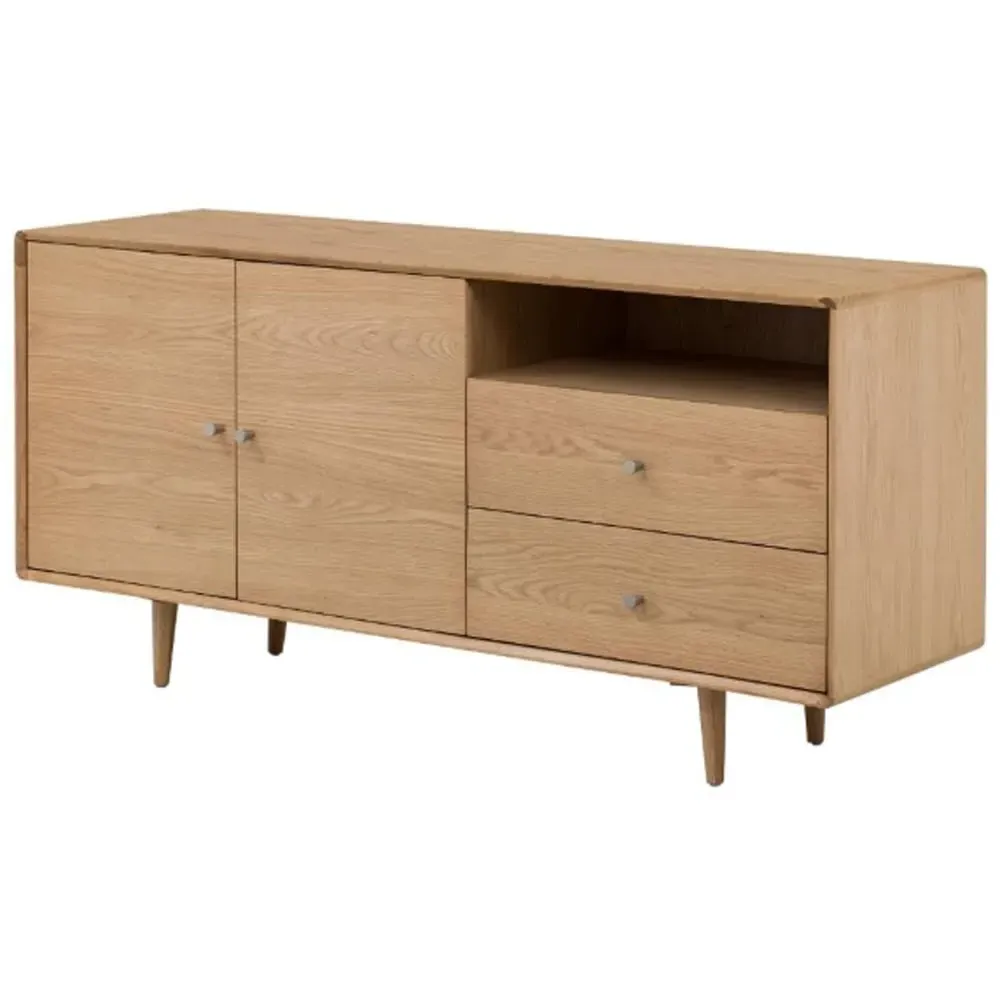 Javion Wooden Sideboard with 2 Doors 2 Drawers - Natural Oak