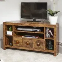 Jawcraig Corner TV Stand with 3 Drawers - Brown, Wood