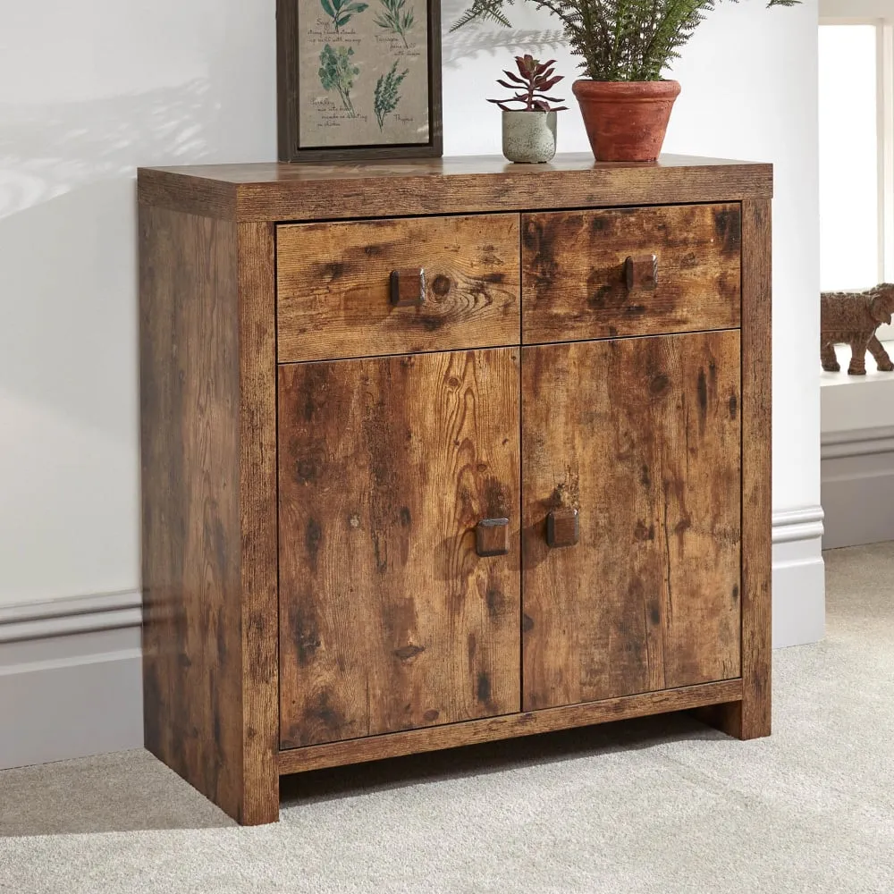 Jawcraig Wooden Sideboard with 2 Doors 2 Drawers - Brown image