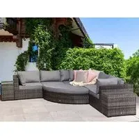 Jeana Rattan Corner Sofa Set with 2 Side Tables - Grey