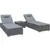 Jeana Rattan Garden Sun Loungers with Drink Table - Grey