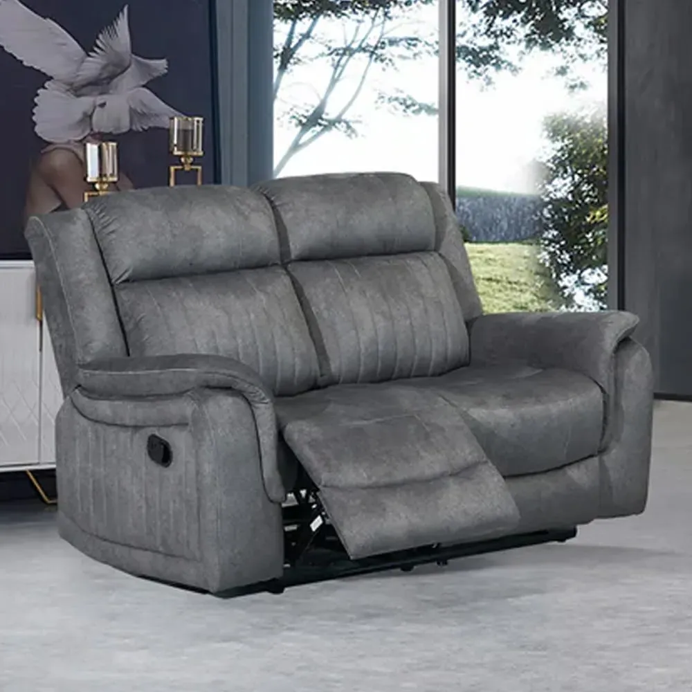 Jeddah 2-Seater Recliner Sofa - Light Grey, Velvet