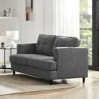 Jeddah 2-Seater Sofa with Black Legs - Grey, Fabric