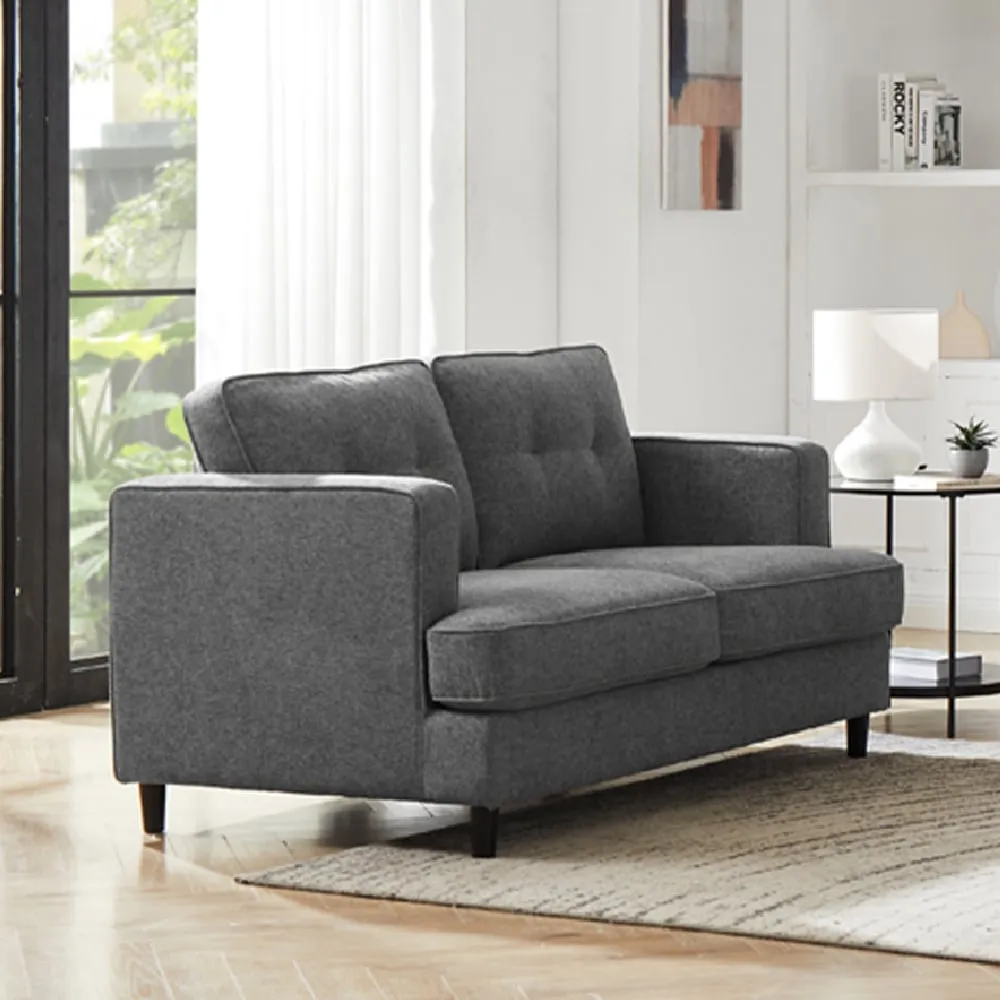 Jeddah 2-Seater Sofa with Black Legs - Grey, Fabric image