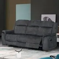 Jeddah 3-Seater Recliner Sofa - Dark Grey, Velvet