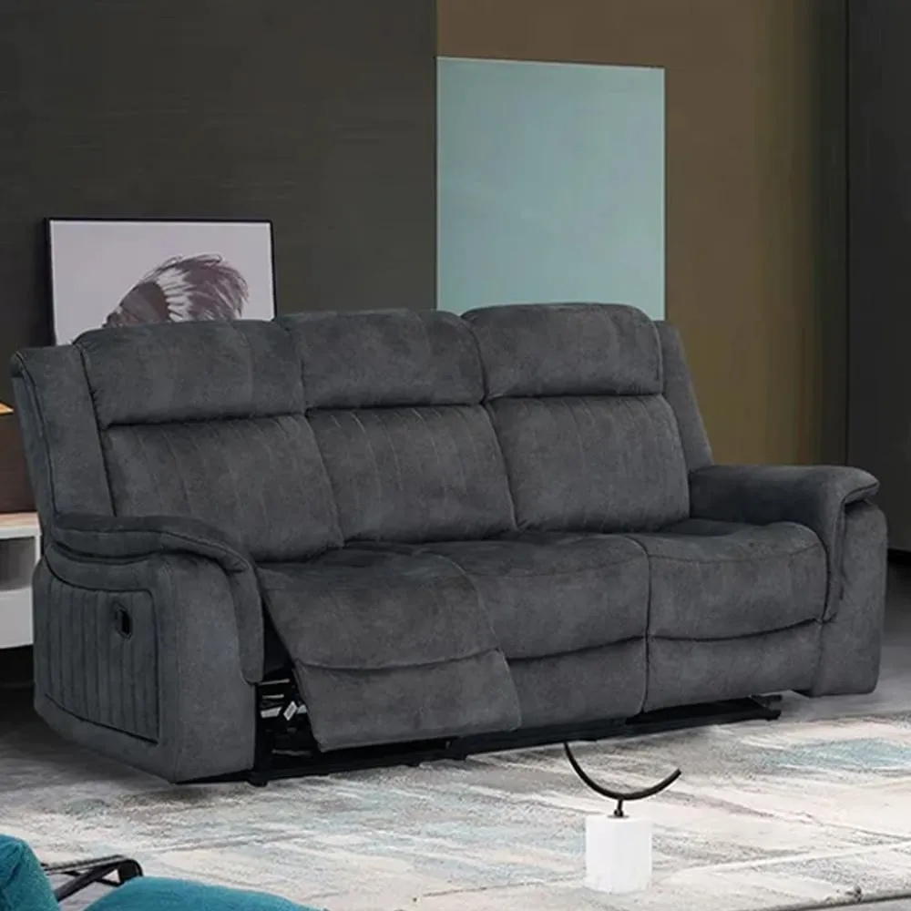 Jeddah 3-Seater Recliner Sofa - Dark Grey, Velvet image