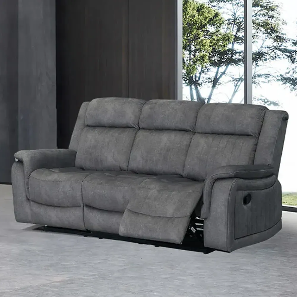 Jeddah 3-Seater Recliner Sofa - Light Grey, Velvet
