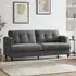 Jeddah 3-Seater Sofa with Black Legs - Grey, Fabric