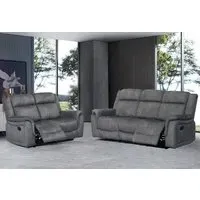 Jeddah 3+2 Seater Recliner Sofa Set - Light Grey, Velvet