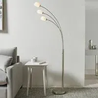 Jeddah 5 Light Floor Lamp - White, Satin Nickel