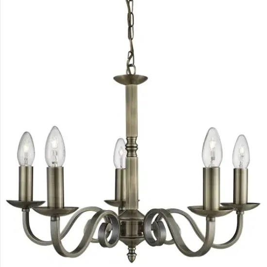 Jenner 5 Light Ceiling Light - Antique Brass image