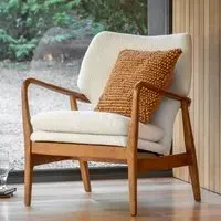 Jenson Fabric Armchair with Wooden Legs - Cream