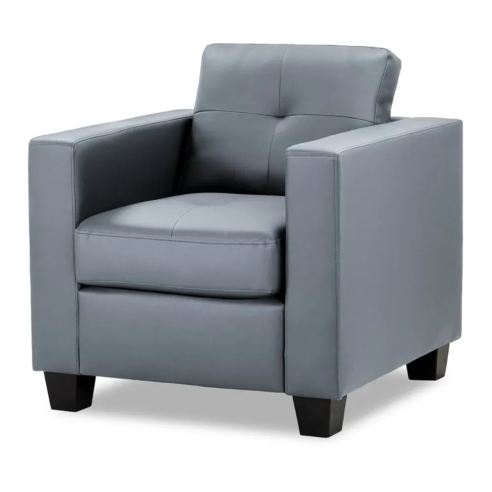 Jerome 1-Seater Sofa - Grey, Faux Leather