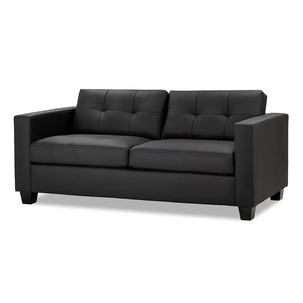 Jerome 3-Seater Sofa - Black, Faux Leather