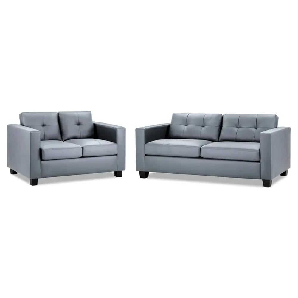 Jerome 3+2 Seater Sofa Set - Grey, Faux Leather