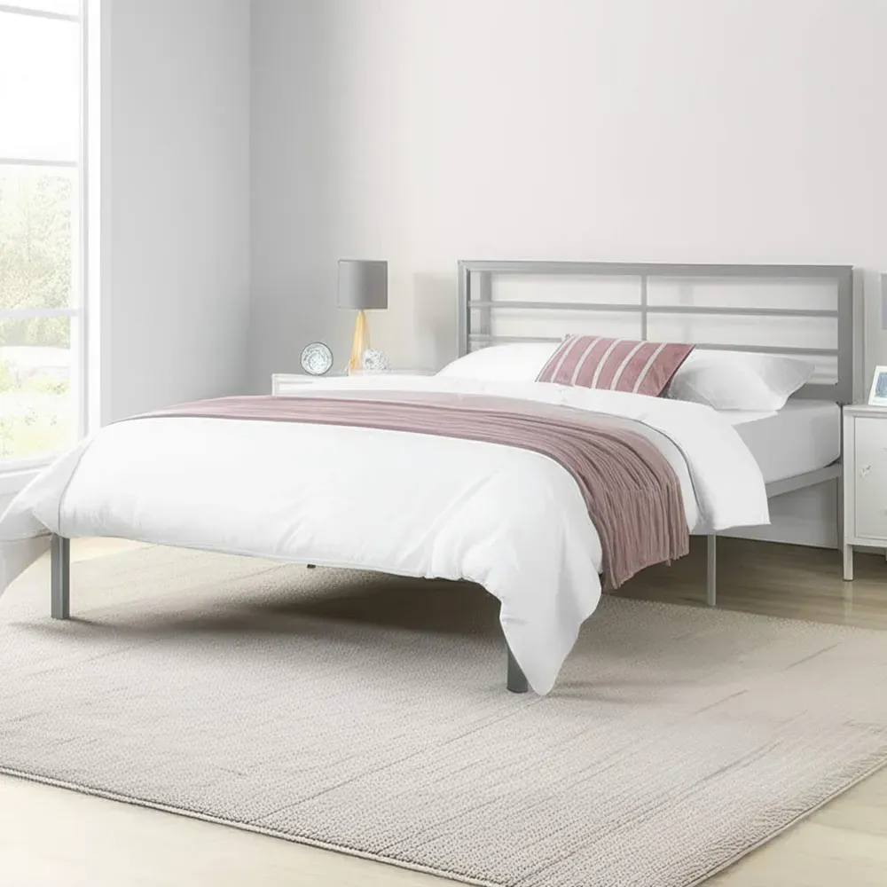 Jerome Double Bed Frame - Silver, Metal product