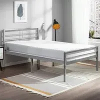 Jerome Single Bed Frame - Silver, Metal