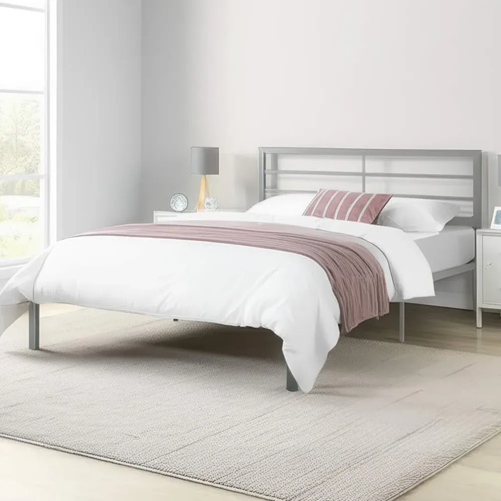 Jerome Small Double Bed Frame - Silver, Metal