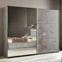 Jessica Medium Mirrored Sliding Door Wardrobe - Grey Marble